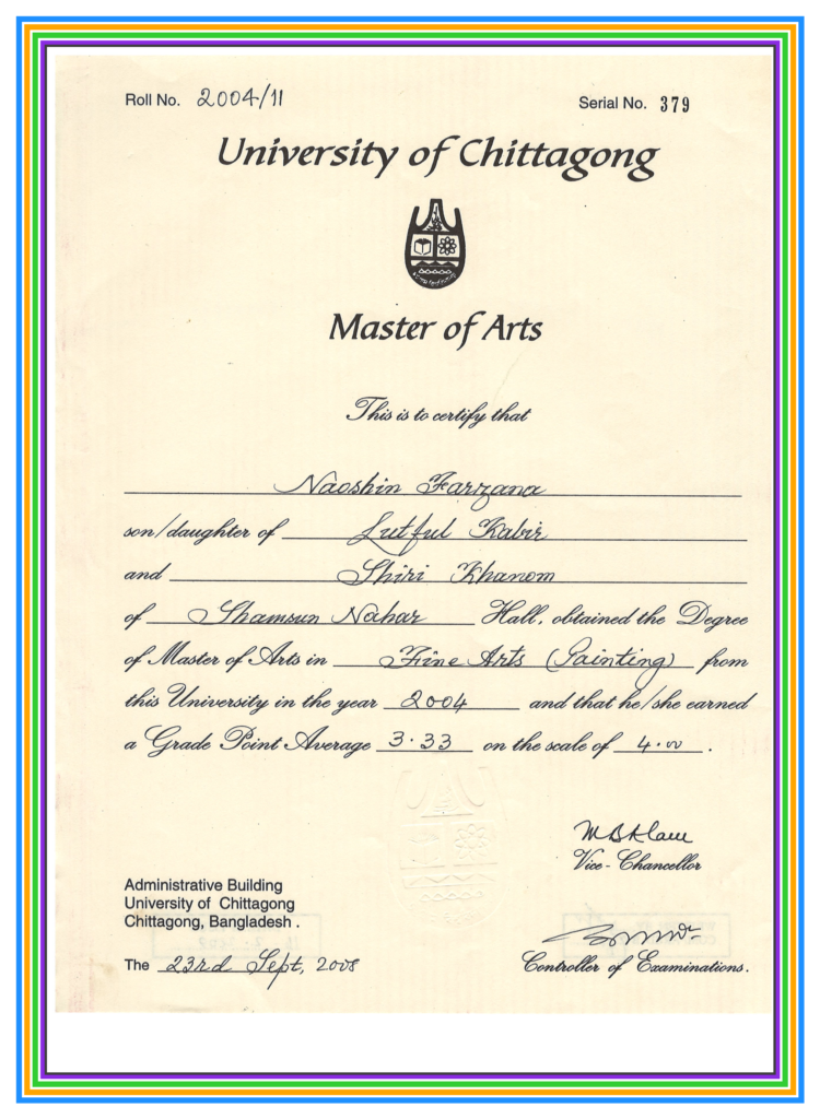 certificate colorful framed 3